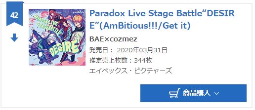 STAGE BATTLE DESIRE oricon weekly