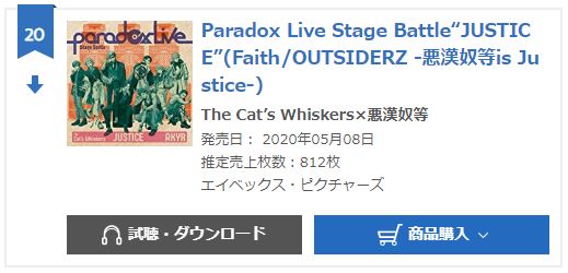 Paradox Live JUSTICE oricon weekly