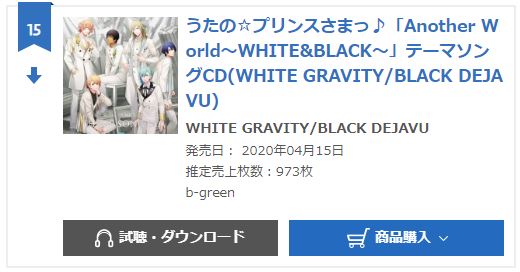 WHITE GRAVITY, BLACK DEJAVU oricon weekly