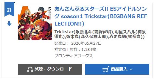 Trickstar ES idol song season1 oricon weekly