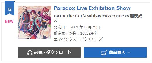 Paradox Live Exhibition Show oricon weekly