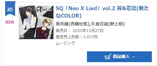 Tsubasa and Ichiru Neo X Lied vol.2 oricon weekly