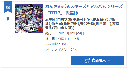 ryuseitai trip oricon weekly 2nd week